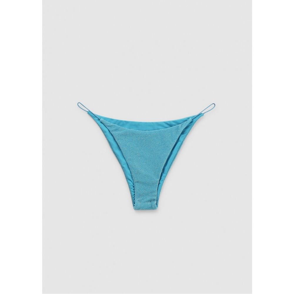 Its Now Cool String Bikini Bottoms in Turquoise Lurex Blue Shimmery Size XS